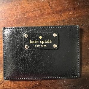 Kate Spade Card Holder Black Gold Logo